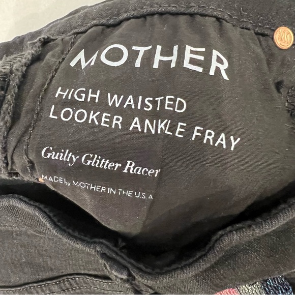 MOTHER DENIM Looker Ankle Fray Skinny Jeans Striped Metallic - Picture 9 of 11